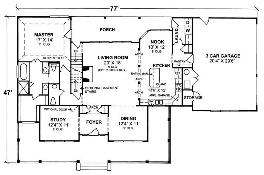 Floor Plan First Story of Country Plan #178-1133